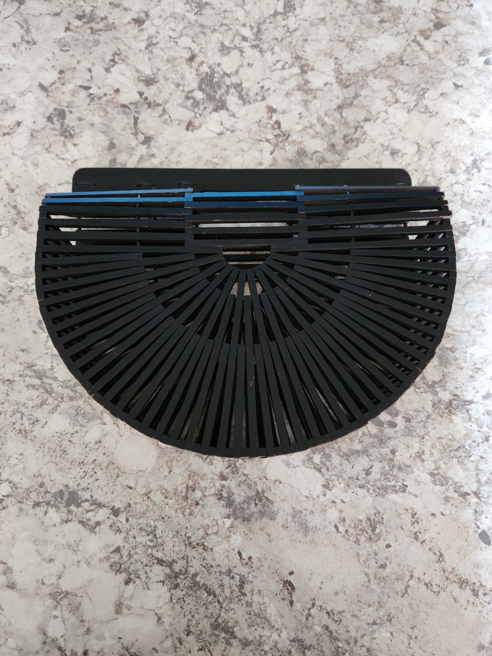 Source Unknown Black  Semi-Circle Slatted Tote
